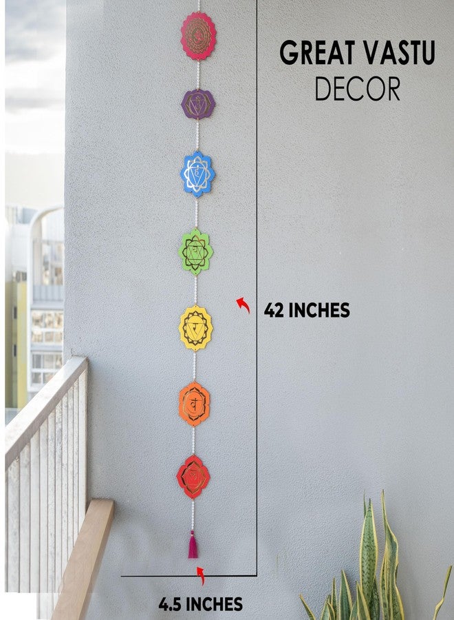SOLOBOLO Engineered Wood Seven Chakra Wall Hanging Decor,Perfect Mandir & Home Decoration Item,Ideal Housewarming Good Luck Gift,Includes Gomati For Prosperity,Vibrant Decor Items Home,106 Cm - Image 2